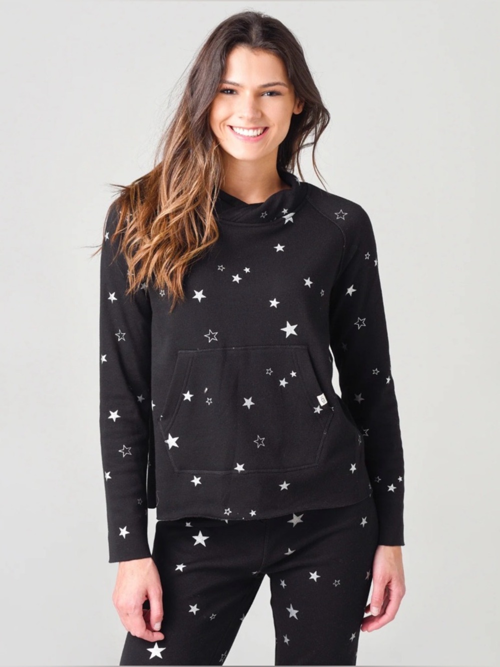 UGG Australia Women’s Pilar Print Hoodie Black And Silver Star Print Large